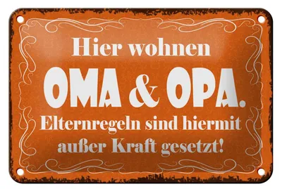 Produktbild von Blechschild Spruch 18x12cm hier wohnen Oma & Opa