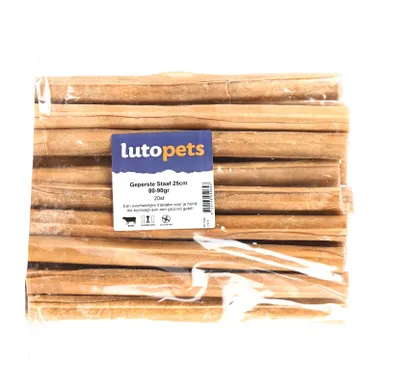 Zdjęcie produktu dla Lutopets, prasowane kości z naturalnej skóry bydlęcej – 25 cm (20 sztuk) – przysmak dla psów