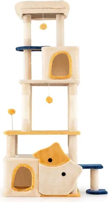 Produktbild von Großer Katzenbaum mit Fischmotiv, Sisalstämme, Beige