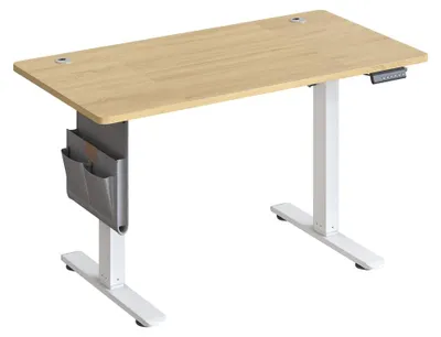 Immagine prodotto di Scrivania regolabile in altezza con funzione di memoria | Impiallacciatura di noce dorata | 120x60x72-120 cm