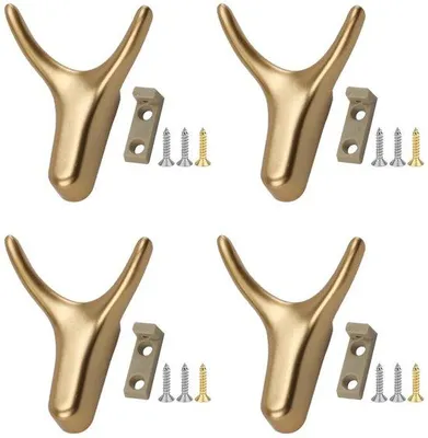Immagine prodotto di 4 ganci appendiabiti dorati opachi, ganci da parete, set da 4 pezzi