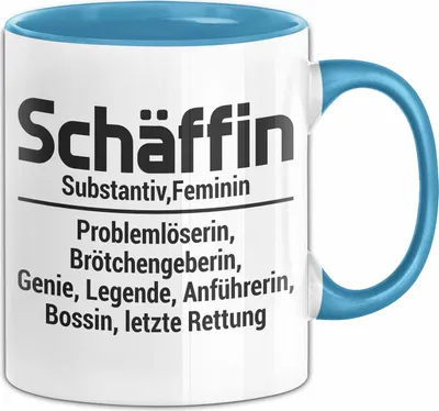 Produktbild von Chefin Tasse Geschenk Schäffin Geschenkidee Für Die Beste Chefin Kaffee-Becher (Blau)