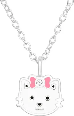Produktbild von Kette Kinder Silber 925: Mädchen Halskette mit Anhänger Katze (Cat)