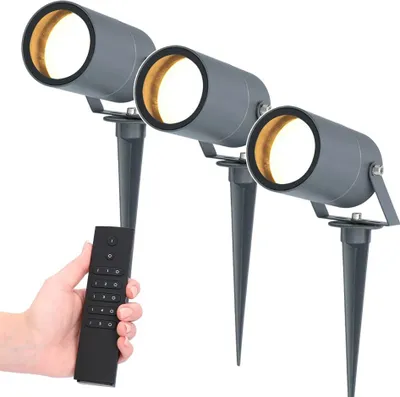 Produktbild von hoftronic LED Gartenstrahler Spikey 4W 345lm 2700K Anthrazit IP65 Set 3er