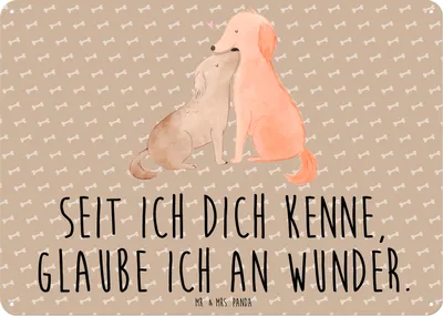 Produktbild von Mr. & Mrs. Panda tafel Hunde Liebe DIN A6 - Hundeglück - Geschenk, Magnetschild, Wandbild, Hund, Herz, Vertrauen, Deko Metallschild, Liebespaar, Türschild, Schild