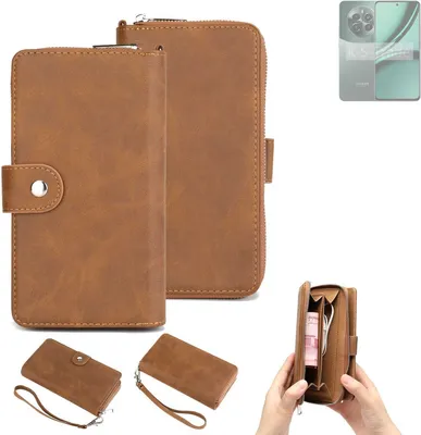 Produktbild von K-S-Trade Handyhülle Schutzhülle kompatibel mit Realme Narzo 70 Pro 5G & Portemonnee Tasche Handytasche Case Etui Geldbörse Wallet braun (1x)