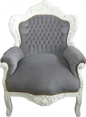 Produktbild von Casa Padrino Barock Sessel King Grau / Creme 85 x 85 x H. 120 cm - Antikstil Möbel
