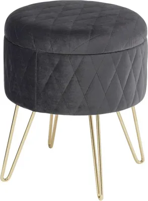 Imagen del producto de Happyment - Baúl de almacenamiento y asiento de lujo, color gris oscuro, con espacio de almacenamiento, tipo caja, con tapa. 2 en 1. Dimensiones: 31 x 31 x 36 cm