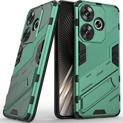 Image de Etui pour Xiaomi Redmi Turbo 3 Hybrid PC TPU Shockproof Protective Case with Stand Function Green