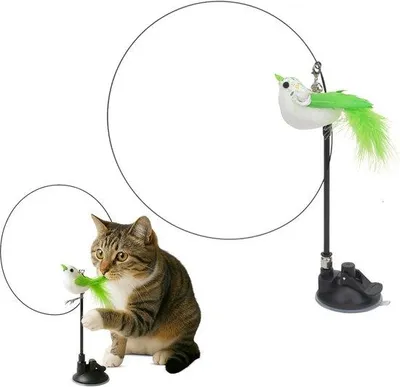 Productafbeelding van Interactief Kattenspeelgoed met Veertjes en Zuignap voor Binnen