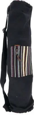 Produktbild von Boho Yogamatten-Tasche, Yogatasche aus Nepal - Schwarz, Unisex - Erwachsene, Baumwolle, 70*24*14 cm, Taschen für Yogamatten