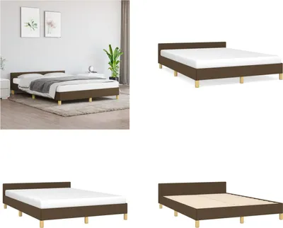 Produktbild von vidaXL Bettgestell mit Kopfteil Dunkelbraun 140x190 cm Stoff - Bettgestell Mit Kopfteil - Bettgestelle Mit Kopfteil - Bettgestell - Bett Mit Kopfteil