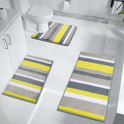Image de Ensemble de 3 tapis de bain antidérapants pour salle de bain