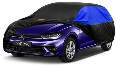 Image de Housse de protection pour voiture, imperméable et respirante, pour VW Polo, modèles de 1981 à 2024, couleurs : noir et bleu