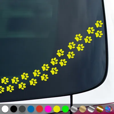 Produktbild von PantherPixel Hundepfoten Aufkleber Tiere Tatzen Katzenpfoten Sticker Auto Geschenkidee Farbe Neon-Gelb