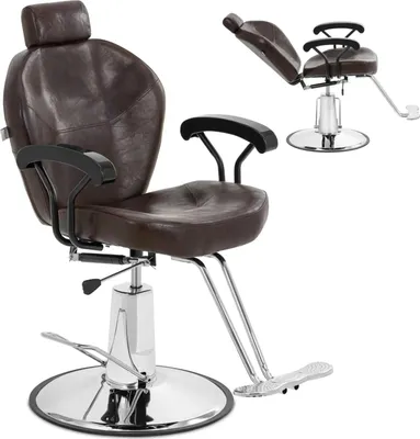 Obrázek produktu pro Expondo physa kadeřnické křeslo Ilford s opěrkou hlavy a nohou – výška sedáku 52–64 cm – 150 kg – hnědé