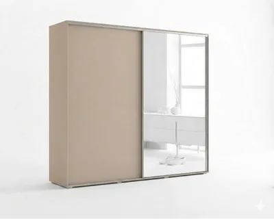 Produktbild von A20 Kleiderschrank mit 2 Schiebetür und Spiegel - Kaschmir - 175 x 62 x 245 cm