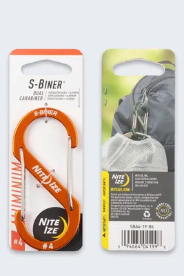 Produktbild von 9 cm orangefarbener Aluminium-Doppelkarabiner (Nachtgröße)