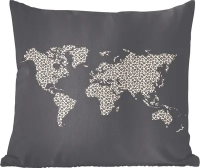 Produktbild von MuchoWow® Zierkissen Sofakissen Wohnzimmer Dekokissen 60x60 cm Karte - Design - Pantherdruck - Sitzfläche - Foto Polster