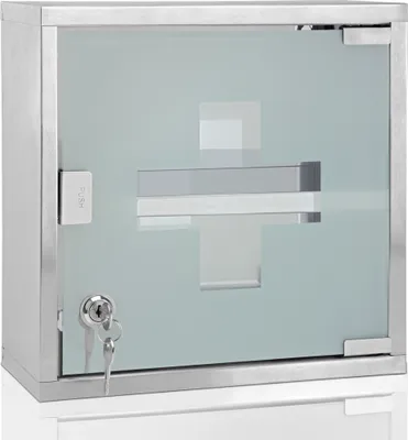 Produktbild von DEUBA® Medizinschrank XL inkl. 2 Schlüssel Medikamentenschrank 30 x 30 x 12cm Edelstahl Hausapotheke Apothekerschrank