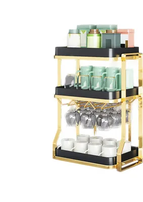 Produktbild von Heikoeco® Tassenhalter mit 3 Ebene, Weinglashalter zum umhängen, Tassenhalter Stehend für Becher, Kaffeetassen mit abnehmbarer Platte, Weingläser