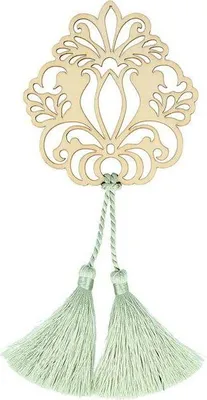 Immagine prodotto di Fiore di legno e 2 pompon verde chiaro
