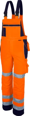 Produktbild von QUALITEX® unisex Warnschutz-Latzhose orange, marine Größe 42