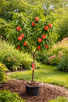 Produktbild von Pfirsichbaum ‘Cardina’ 150–200 cm – Prunus persica, süßer Obstbaum, winterhart, ertragreich, Gartenpfirsich robust