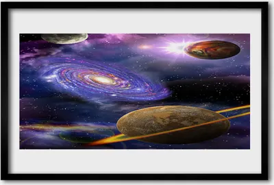 Produktbild von Bild 60x40 MDF-Rahmen Wandkunst Planets Raum-Universum