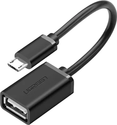 Obrázek produktu pro Ugreen plochý kabel Micro USB (samec) na USB-A (samice) OTG, 0,15 m - černý