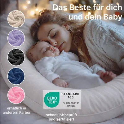 Produktbild von ELONEO Seitenschläferkissen mit Bezug, Stillkissen, Schwangerschaftskissen XXL, Weiß