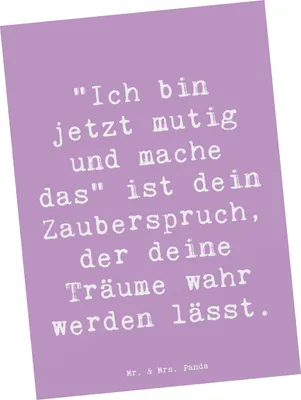 Produktbild von Mr. & Mrs. Panda Postkarte Spruch Mutig zu sich selbst stehen - Lavendeltraum - Geschenk, Liebevolle Handarbeit, Verletzlichkeit, bildkarte, Zuversicht, Ansichtskarten