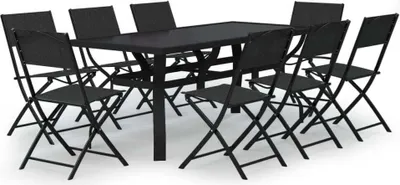 Immagine prodotto di set da pranzo da giardino 9 pezzi grigio e nero