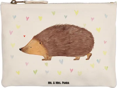 Produktbild von Mr. & Mrs. Panda Etui Igel Herzen Grösse XL Große - Weiß - Geschenk, kosmetiktäschchen, Schlampermäppchen, Vertrauen, Schminktasche, Liebe, Leben, Mäppchen, Kulturtasche