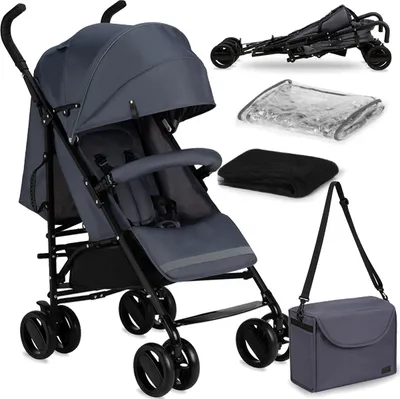Immagine prodotto di Passeggino MoMi AKIRA - pieghevole, leggero 6,7 kg, zanzariera, parapioggia, cestino, borsa - Grigio