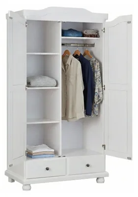 Image de Vernio - Garde-robe 2 portes\, 104x200h cm Blanc, 4 Étagères
