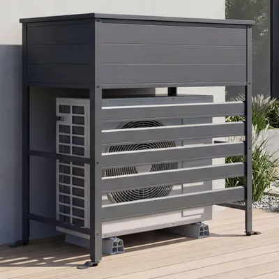 Immagine prodotto di Rivestimento in alluminio per climatizzatore/scambiatore di calore HWC-P94, copertura contenitore 110x96x43 cm ~ antracite