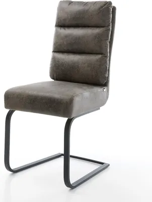Produktbild von DELIFE Freischwinger Pela-Flex Mikrofaser Grau Antik Freischwinger flach Schwarz Taschenfederkern