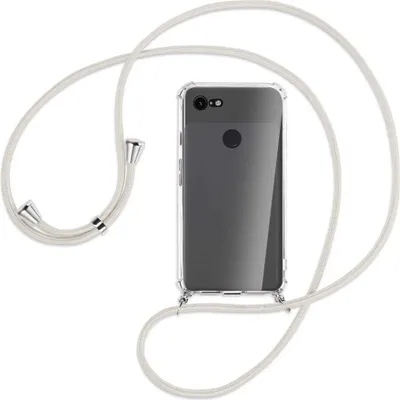 Produktbild von Handykette Backcover-Schutzhülle mit Band (Metall silberfarben) für Google Pixel 3 - broken white