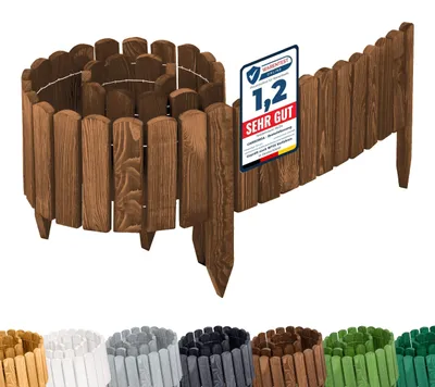 Produktbild von Garronda Rasenkante Holz Beeteimfassung imprägniert 200 cm x 20 cm Flexibler Rollborder Zaun für Garten GD-0108 (Dunkelbraun, Höhe: 20 cm)