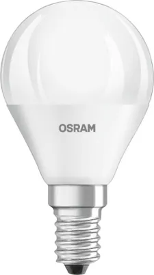 A studio shot of a white LED light bulb with a silver screw base.