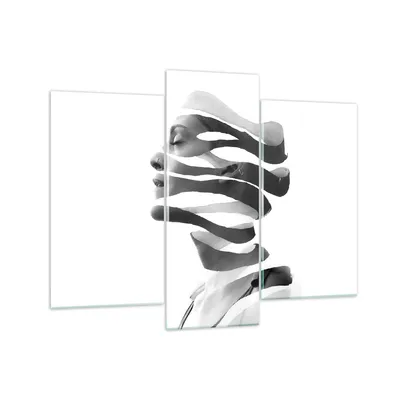 Produktbild von Bilder auf glas - 3 Teile - Frau Surrealismus Monochrom - 130x100cm - Glasbilder - Wandbilder - Bilder - Wanddekoration aus Glas - Glas Bilder - Wandbild auf Glas - GCB130x100-4430