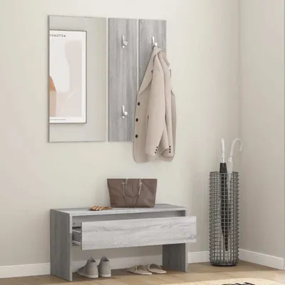 Produktbild von "Winter Sale" Sitzbänke - Grau Garderoben-Set Grau Sonoma Holzwerkstoff DE8192532