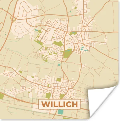 Produktbild von MuchoWow® Poster Vintage - Karte - Willich - Stadtplan - Karte 75x75 cm - Wand Dekoration