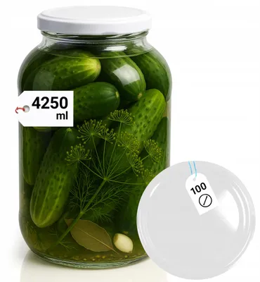 Obrázek produktu pro Zavařovací sklenice 4 l (4250 ml) s bílým víčkem twist-off Ø 100 mm – velká sklenice na okurky, kompot, sušenky a med