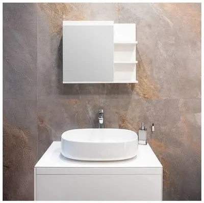 Produktbild von Some | Spiegelschrank - Badezimmerschrank mit Spiegel -  EASY 3P - 50x60 cm - Weiß - Praktisch und stilvoll - Mit 3 Regalen