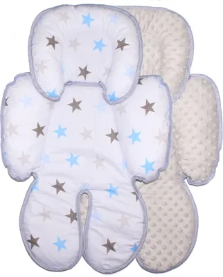 Produktbild von Sitzverkleinerer MINKY Einlage Baby Kind für Auto Kindersitz Babyschale Einsatz 10. Star Blau + Grau