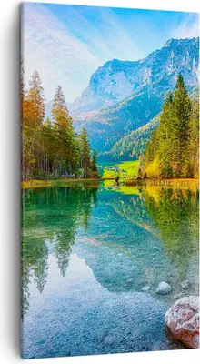 Produktbild von Bild auf Leinwand - Leinwandbild - Einteilig - Landschaft Berge Morgendämmerung - 45x80cm - Wand Bild - Wanddeko - Wandbilder - Leinwanddruck - Bilder - Wanddekoration - Leinwand bilder - PA45x80-4456