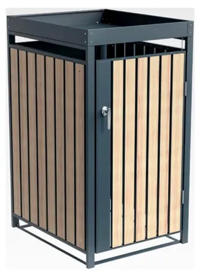 Produktbild von Metall Mülltonnenbox Planta 1x240 L Anthrazit Holzoptik
