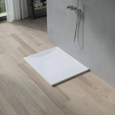Produktbild von DuschwanneDuschtasse Brausetasse Brausewanne 100 x 80 cm aus SMC Weiß Rechteckig in Schieferoptik Rutschfest